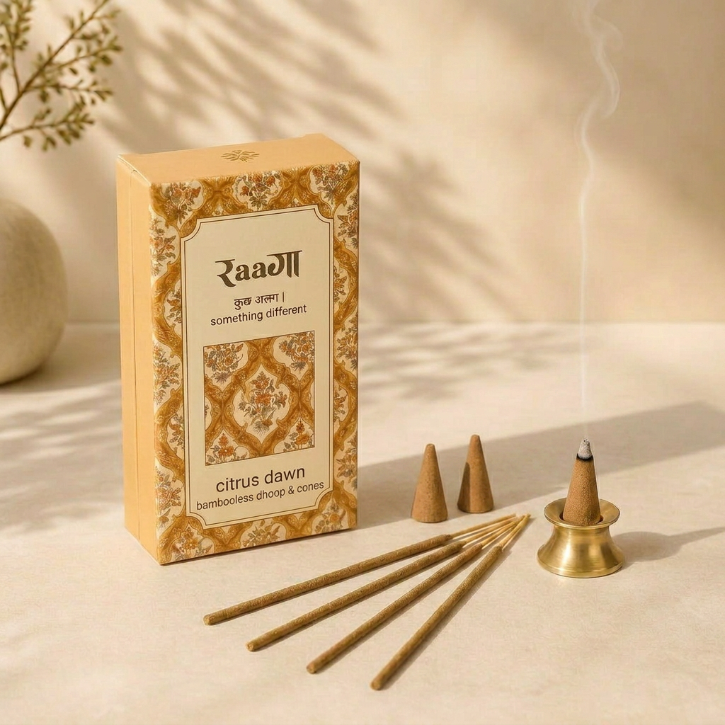 Citrus Dawn Bambooless Dhoop & Cones incense box with sticks