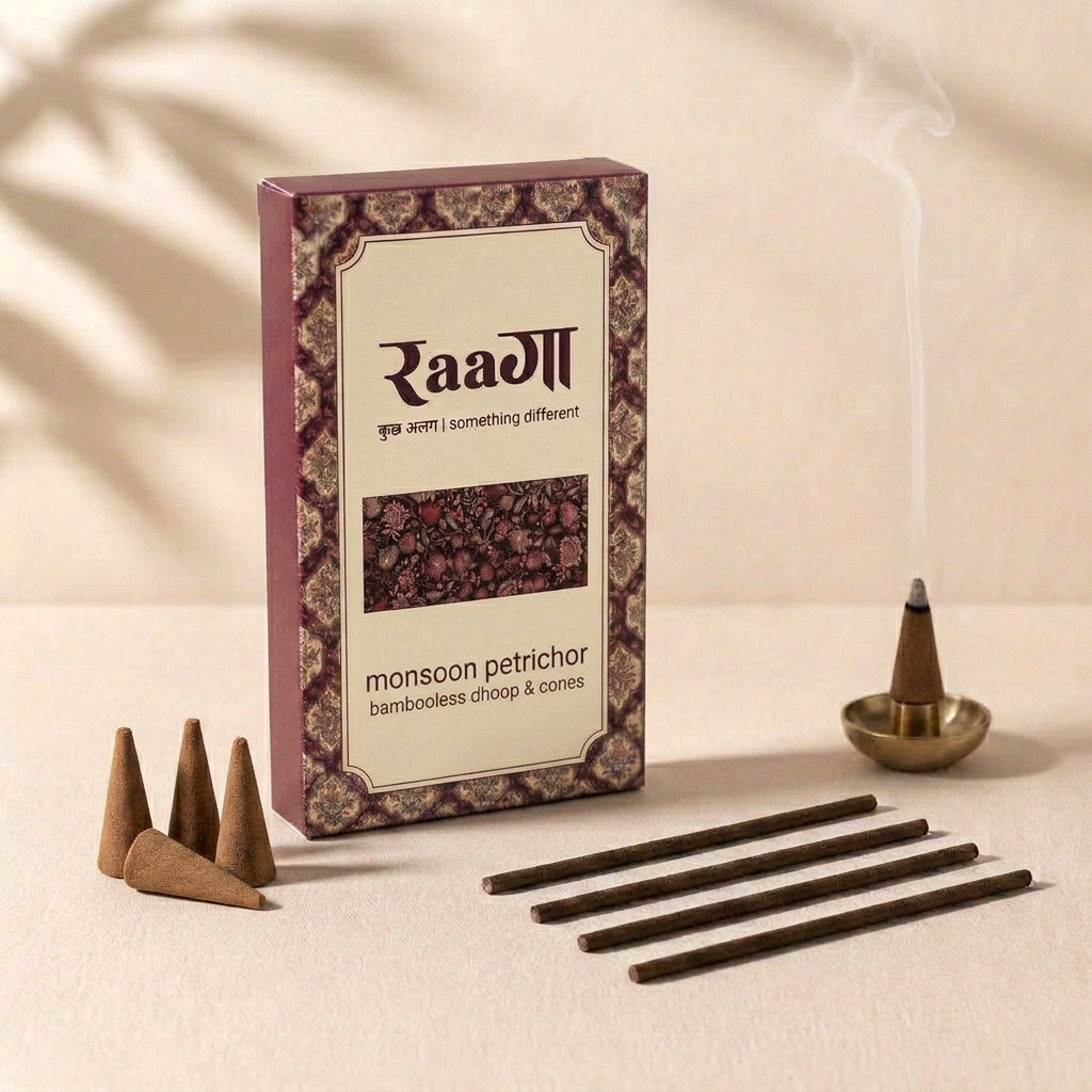 Monsoon Petrichor Bambooless Dhoop & Cones incense box with sticks