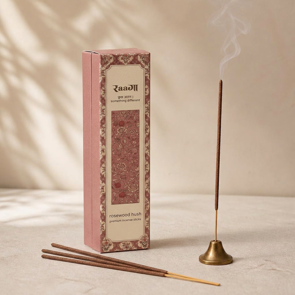 Rosewood Hush Incense Sticks incense box with sticks