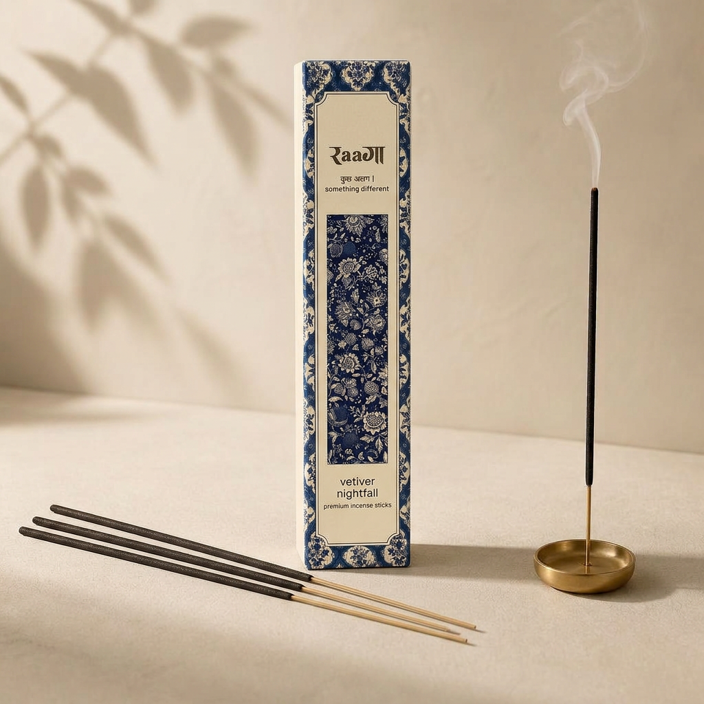 Vetiver Nightfall Incense Sticks incense box with sticks